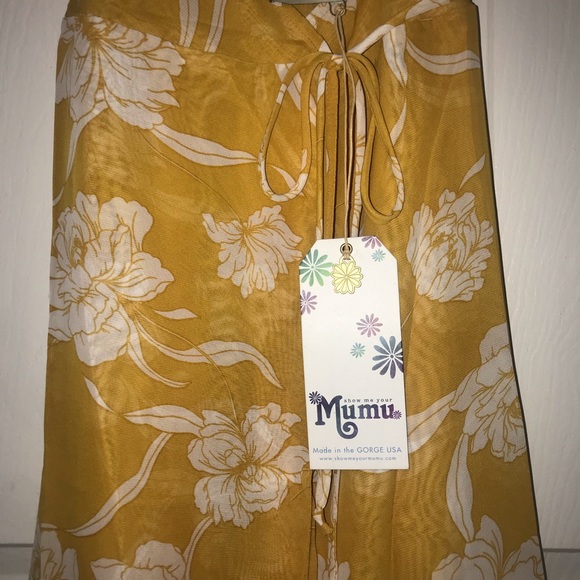 ShowMeYourMumu MEGHAN WRAP DRESS ~ BLOOM GOLD - Picture 5 of 8